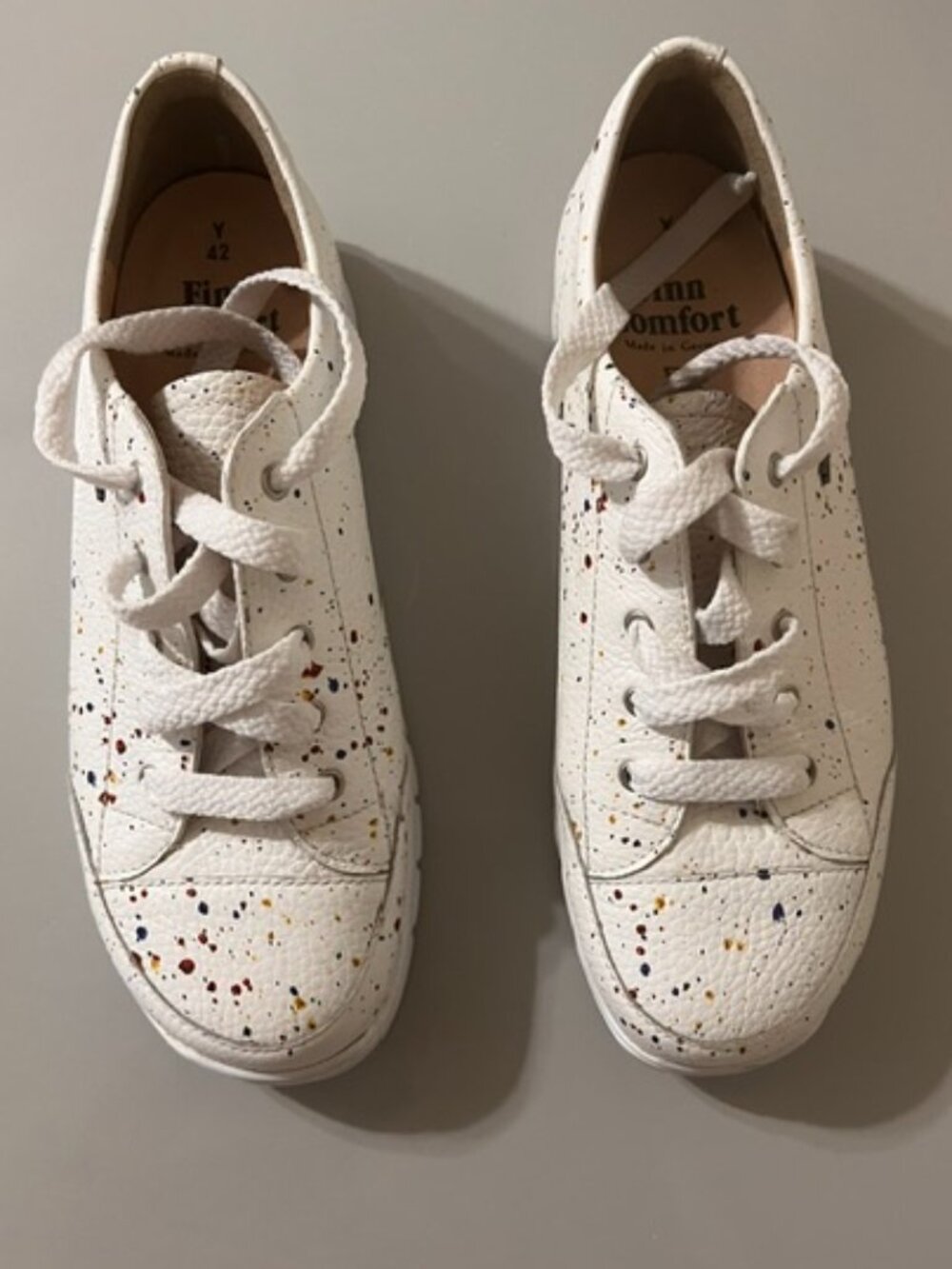Finn Comfort Walking Shoes, Size 42, White with Colored Specks